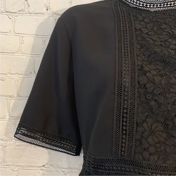 Zara Woman Classy Black Lace Peplum Short Sleeve Lace Ruffle Blouse Women Sz XS - Picture 7 of 11